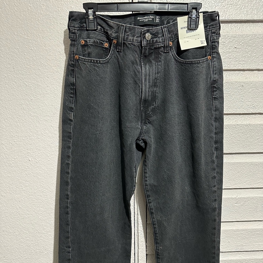 ABERCROMBIE & FITCH BAGGY BLACK WASH JEANS 31x30!✔️
